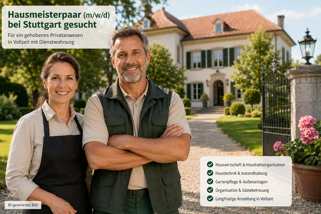Stellenangebot Hausmeisterehepaar Stuttgart – Hausmeisterpaar in Vollzeit für gehobenen Privathaushalt
